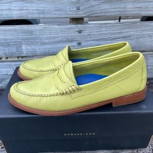 GH Bass Weejuns Lemon Yellow Leather Loafers